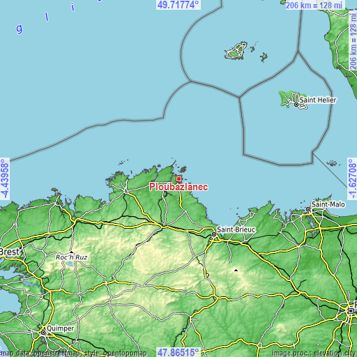 Topographic map of Ploubazlanec