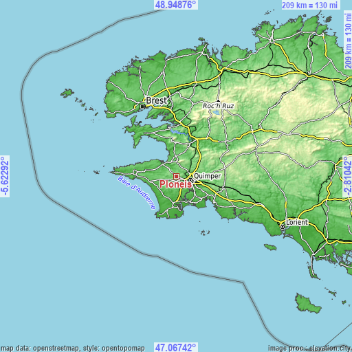 Topographic map of Plonéis
