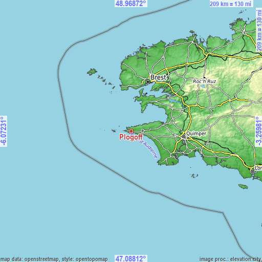 Topographic map of Plogoff