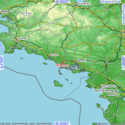 Topographic map of Ploemel