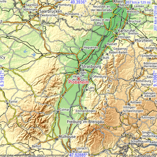 Topographic map of Plobsheim