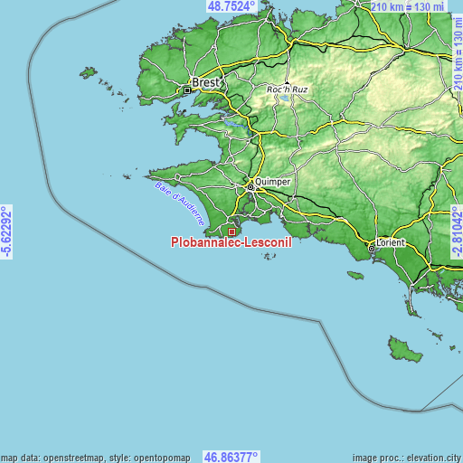 Topographic map of Plobannalec-Lesconil