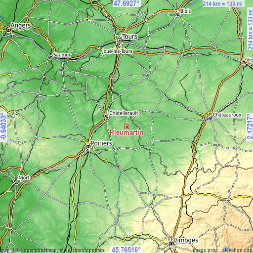 Topographic map of Pleumartin