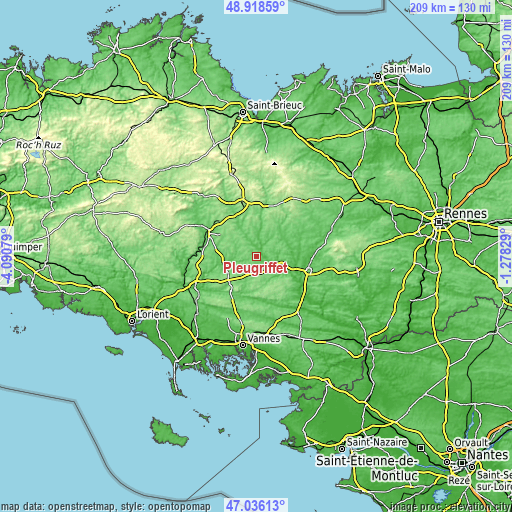 Topographic map of Pleugriffet