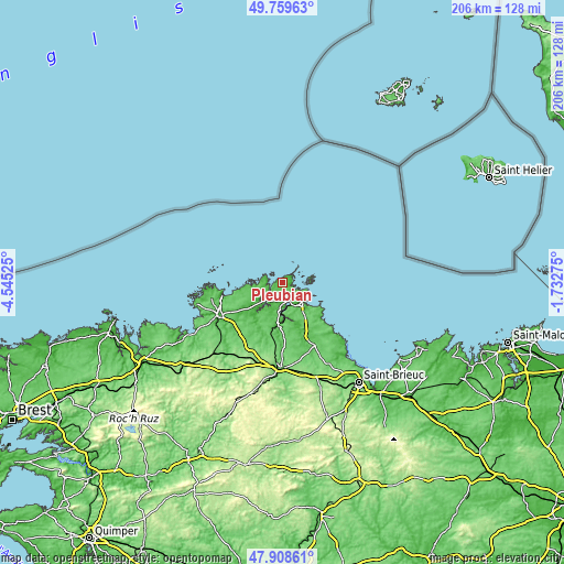 Topographic map of Pleubian