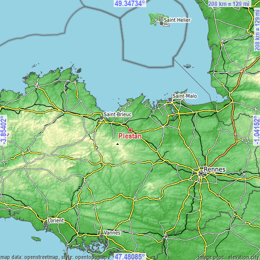 Topographic map of Plestan