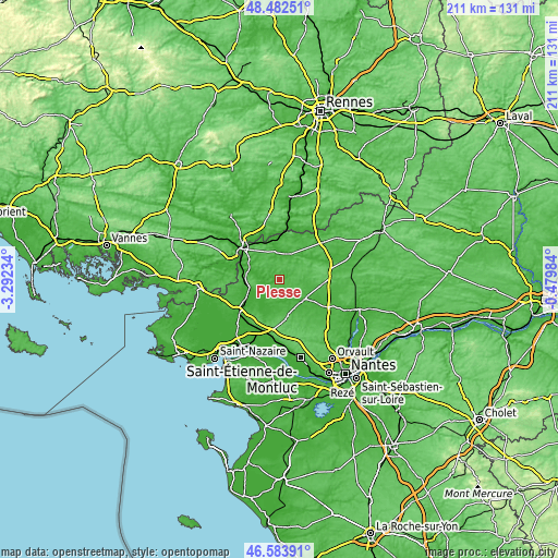 Topographic map of Plessé