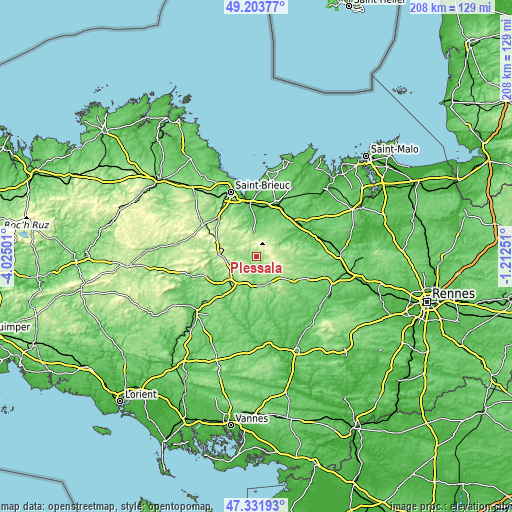 Topographic map of Plessala