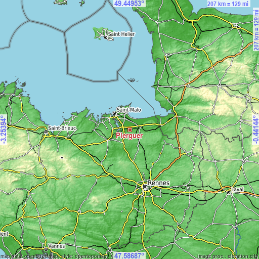 Topographic map of Plerguer