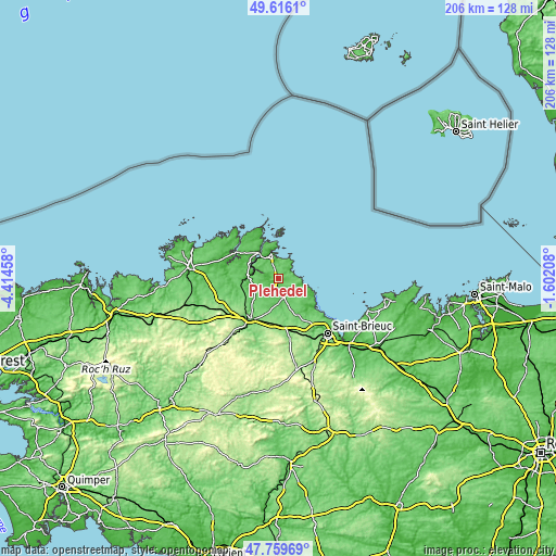 Topographic map of Pléhédel