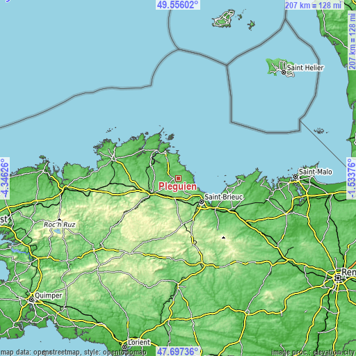 Topographic map of Pléguien