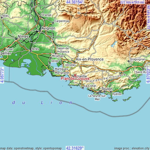 Topographic map of Plan-de-Cuques