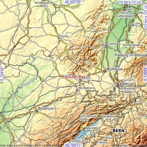 Topographic map of Plancher-Bas