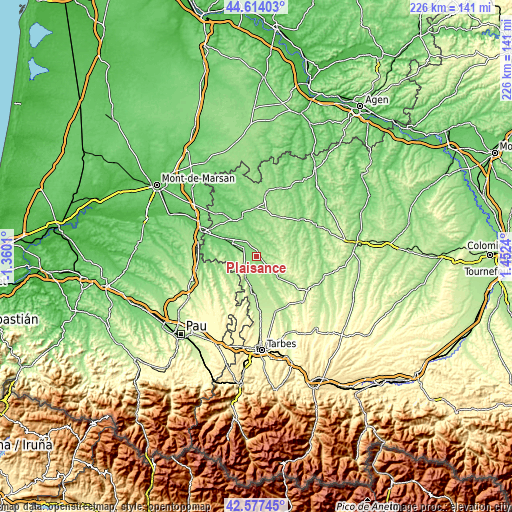 Topographic map of Plaisance