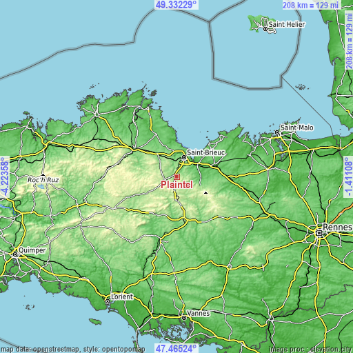 Topographic map of Plaintel