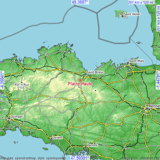 Topographic map of Plaine-Haute