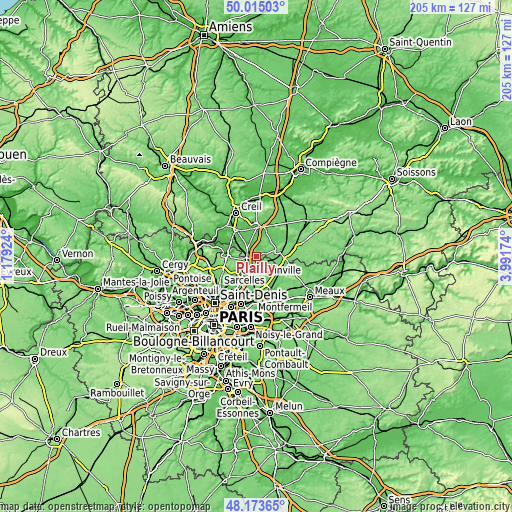 Topographic map of Plailly