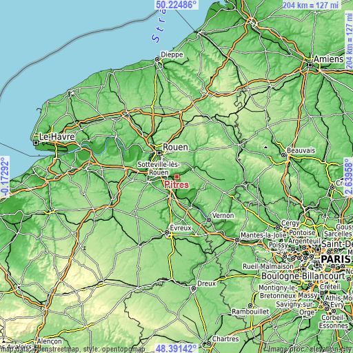 Topographic map of Pîtres