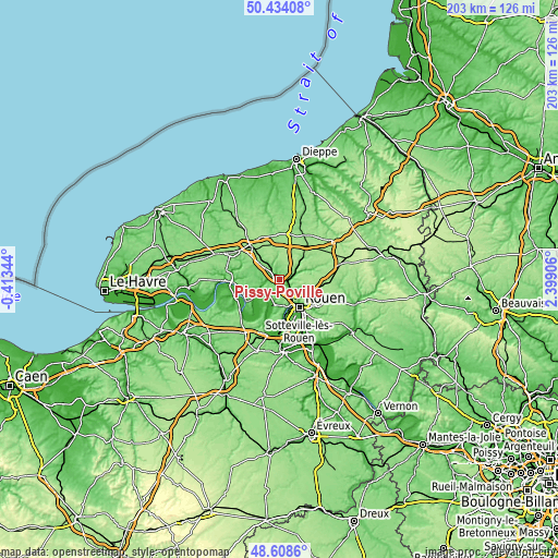 Topographic map of Pissy-Pôville