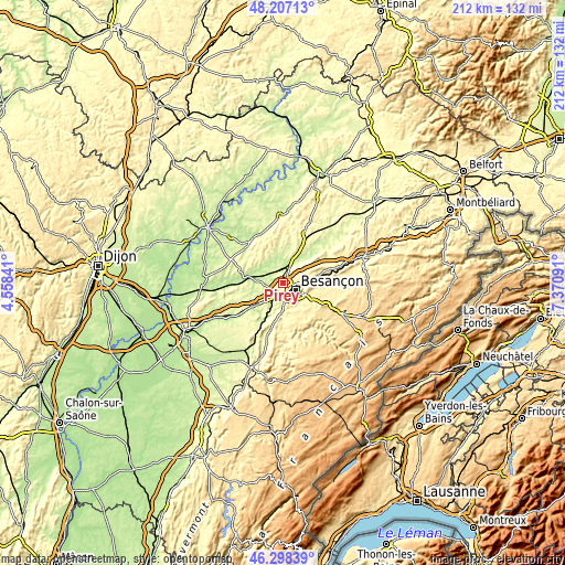 Topographic map of Pirey
