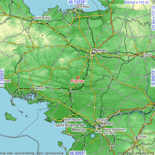 Topographic map of Pipriac