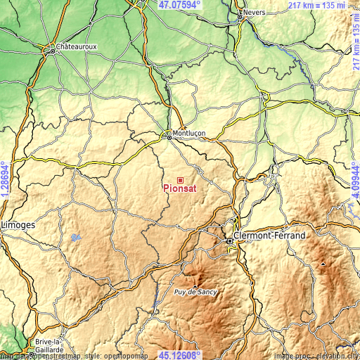 Topographic map of Pionsat