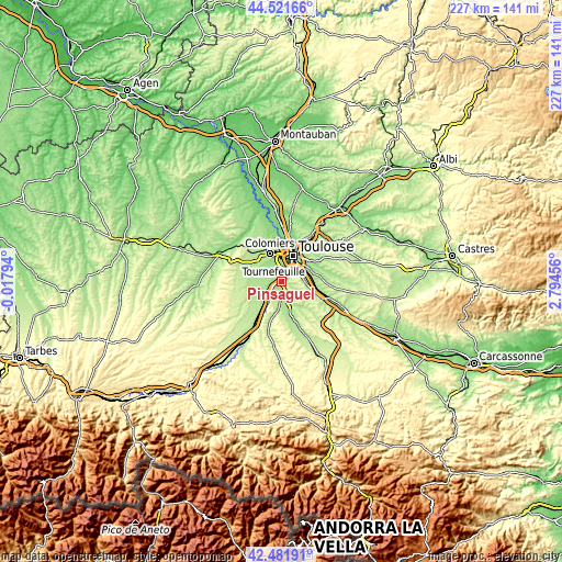 Topographic map of Pinsaguel