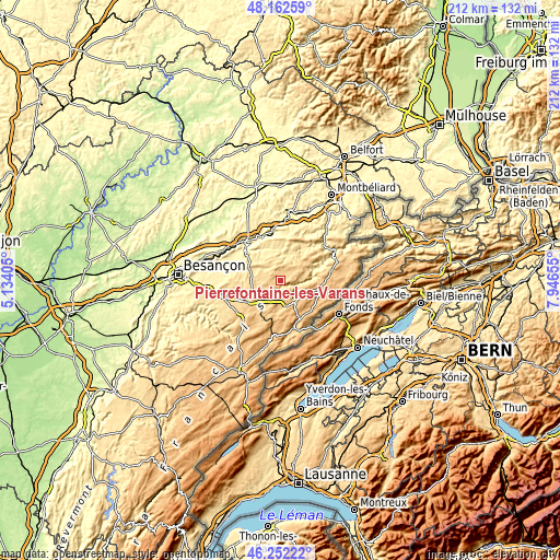 Topographic map of Pierrefontaine-les-Varans