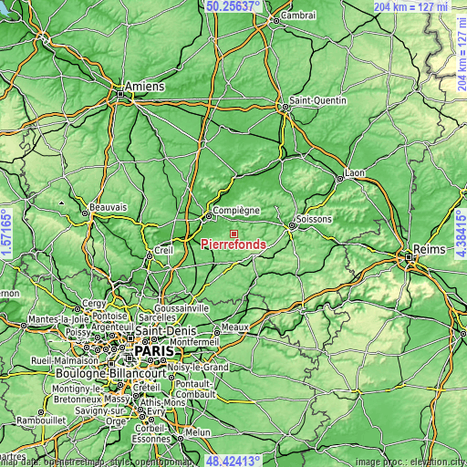 Topographic map of Pierrefonds