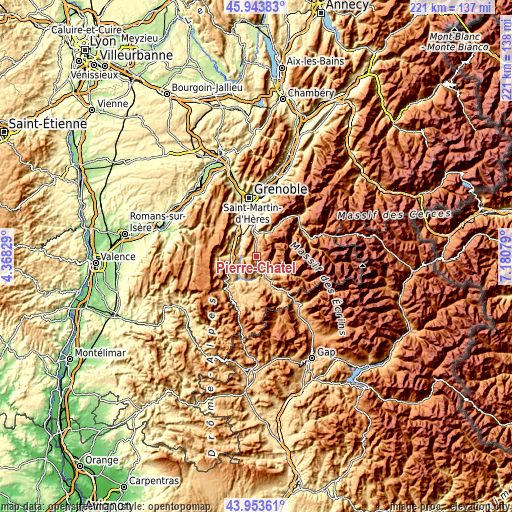 Topographic map of Pierre-Châtel