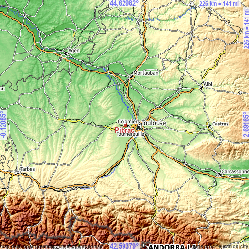 Topographic map of Pibrac