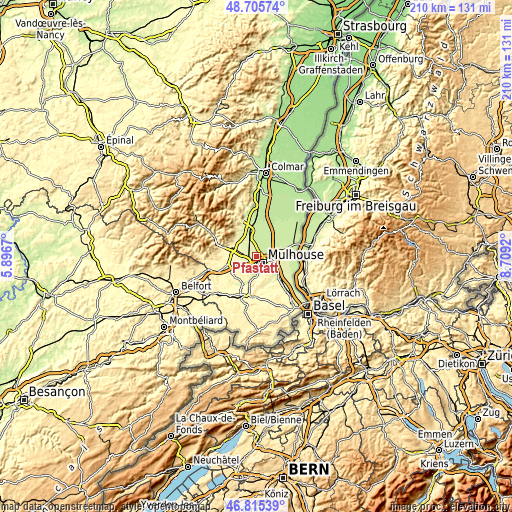Topographic map of Pfastatt
