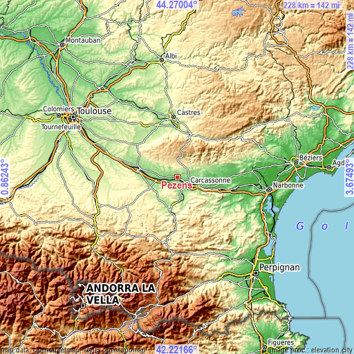Topographic map of Pezens