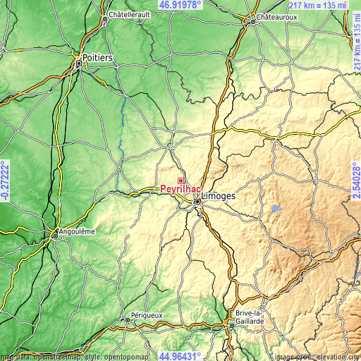 Topographic map of Peyrilhac