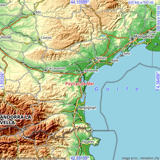 Topographic map of Peyriac-de-Mer