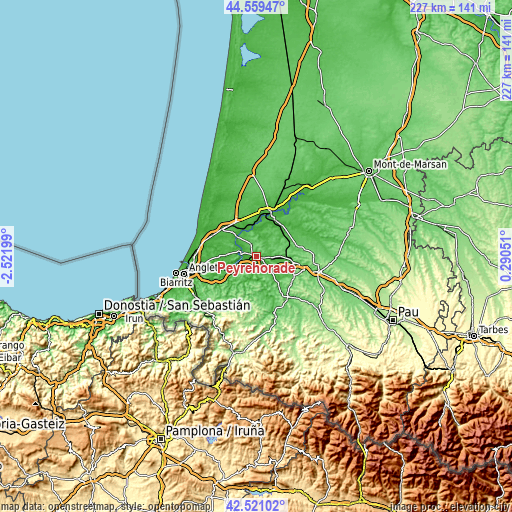 Topographic map of Peyrehorade