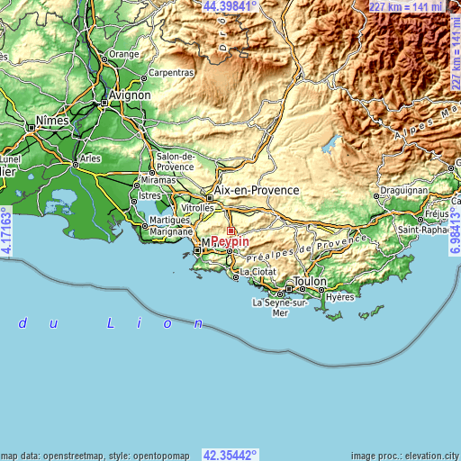 Topographic map of Peypin