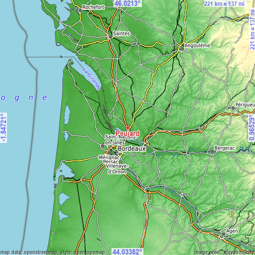 Topographic map of Peujard