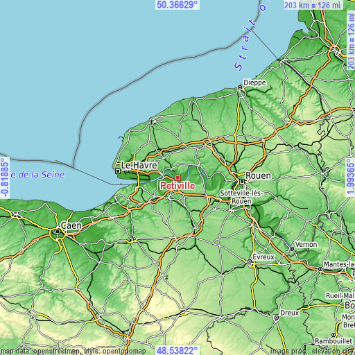 Topographic map of Petiville