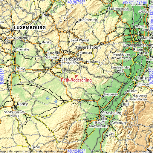 Topographic map of Petit-Réderching