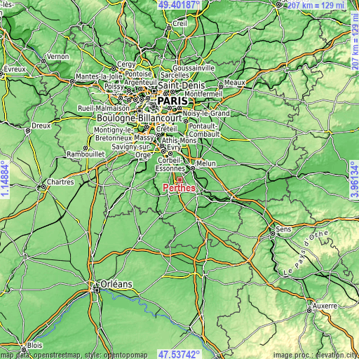 Topographic map of Perthes