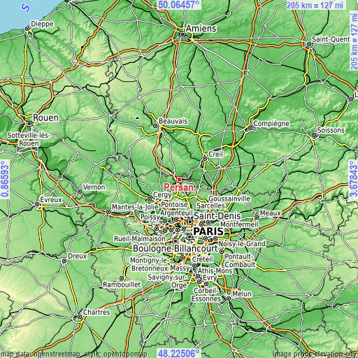 Topographic map of Persan