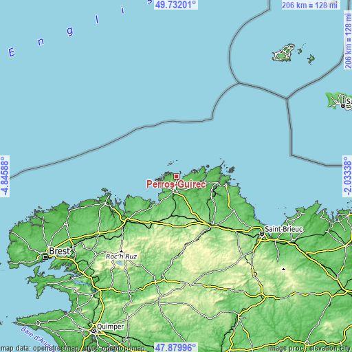 Topographic map of Perros-Guirec