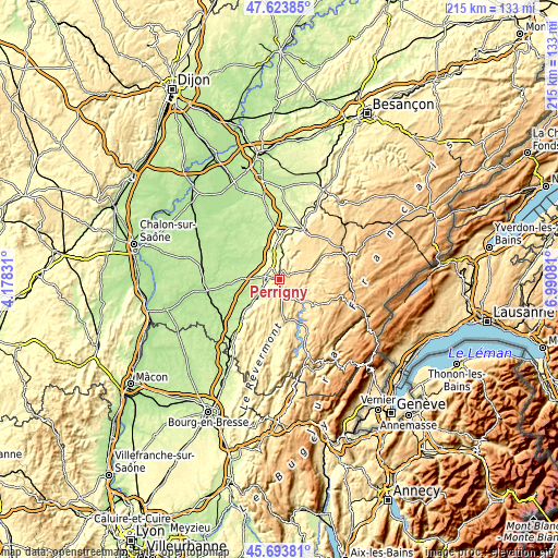 Topographic map of Perrigny