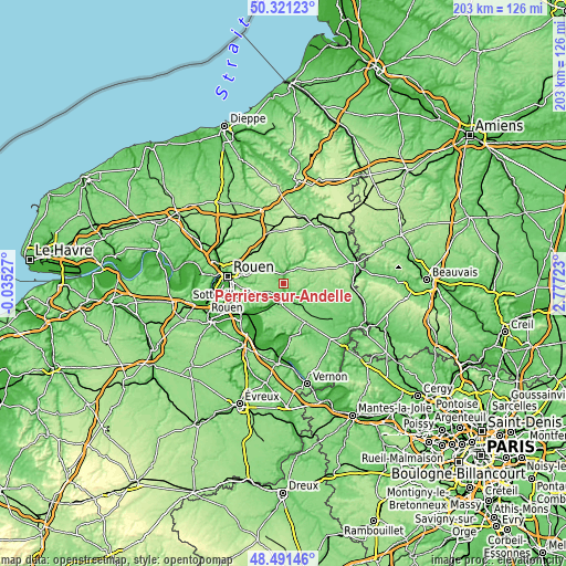 Topographic map of Perriers-sur-Andelle