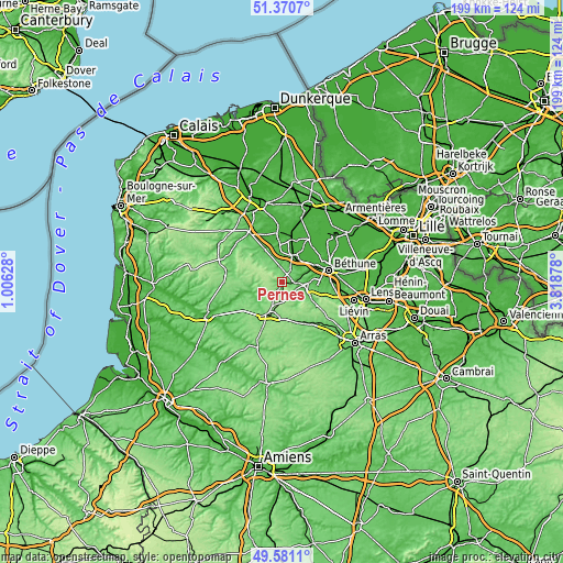 Topographic map of Pernes