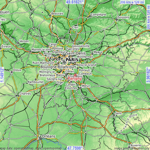 Topographic map of Périgny