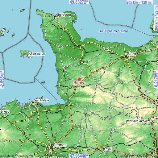 Topographic map of Percy