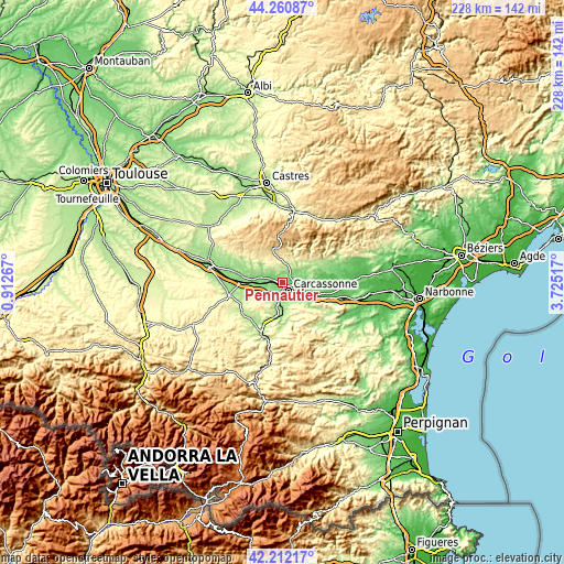 Topographic map of Pennautier