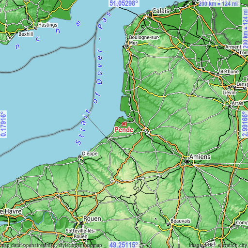 Topographic map of Pendé